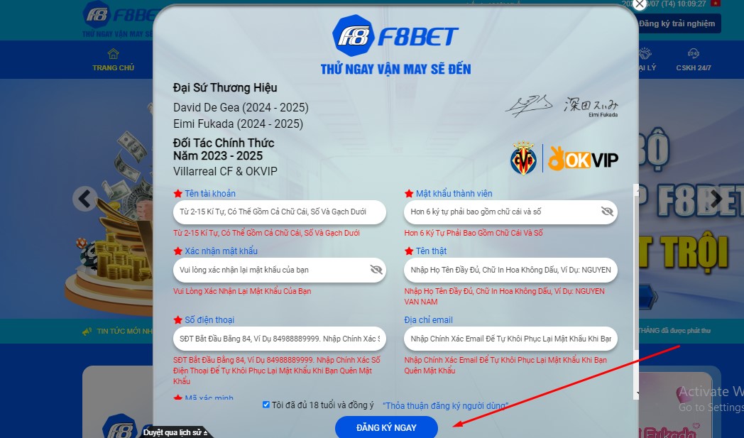 Các lưu ý cần thiết khi đăng ký F8bet bạn cần biết 